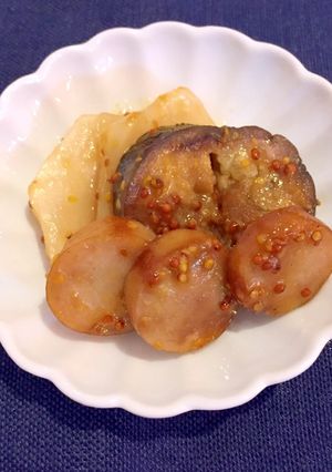 茄子ソーセージ煎り酒マスタード蜂蜜味噌-レシピのメイン写真