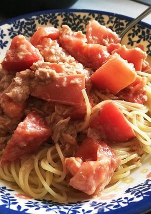 ツナトマトのゴロゴロスパゲッティ-レシピのメイン写真