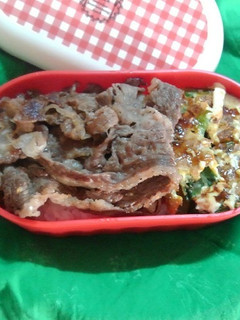 焼肉と小松菜のお焼きのお弁当-レシピのメイン写真