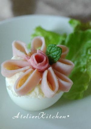 お弁当に咲いたハムの花-レシピのメイン写真