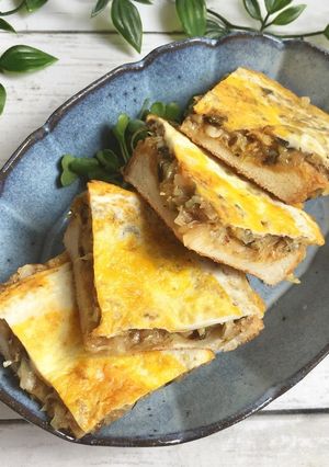 ふじっ子煮で♡お好み焼き風簡単トースト-レシピのメイン写真
