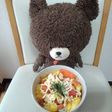 コチジャンの鳥ささみトマト和え玉子丼風