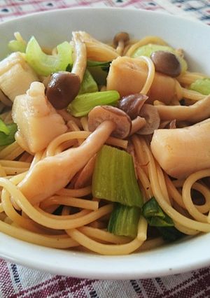 ホタテとチンゲン菜のバター醤油パスタ-レシピのメイン写真