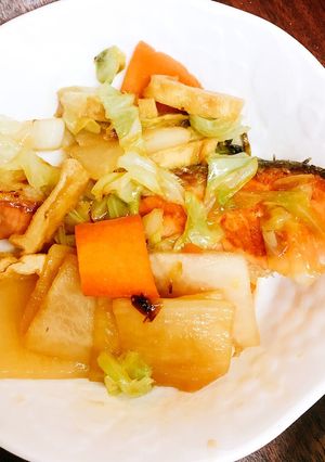鮭のちゃんちゃん焼き風ココナッツ油味噌煮-レシピのメイン写真