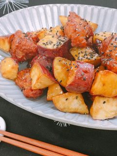 唐揚げ de 大学いも-レシピのメイン写真
