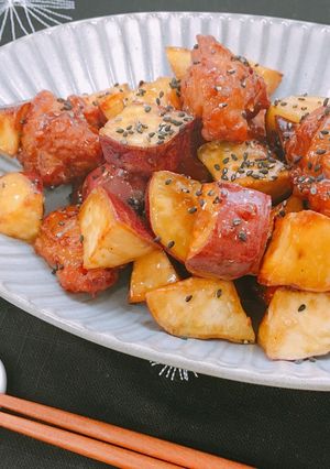 唐揚げ de 大学いも-レシピのメイン写真