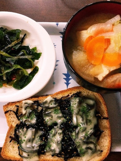 ふじっこ煮で!オープンサンドの和洋朝食-レシピのメイン写真
