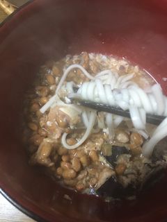 超簡単、納豆鯖うどん-レシピのメイン写真