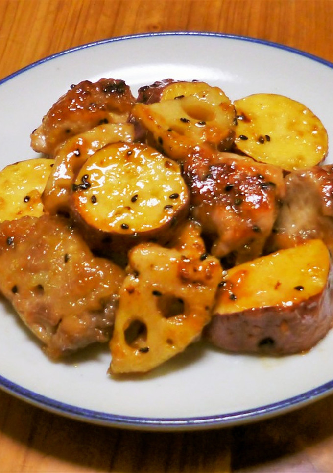 簡単！鶏肉と蓮根と薩摩芋の甘酢炒め-レシピのメイン写真