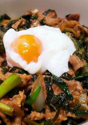 簡単！ピリ辛豚ニラ丼-レシピのメイン写真