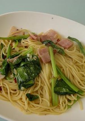 小松菜とベーコンの和風パスタ-レシピのメイン写真
