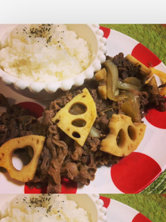 簡単旨い!蓮根入りスパイシーカレー牛丼!-レシピのメイン写真