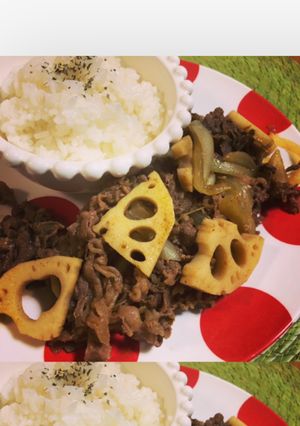 簡単旨い！蓮根入りスパイシーカレー牛丼！-レシピのメイン写真