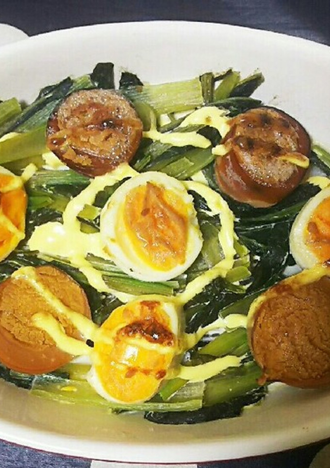 ゆで卵とこまつ菜のマヨネーズ焼き-レシピのメイン写真