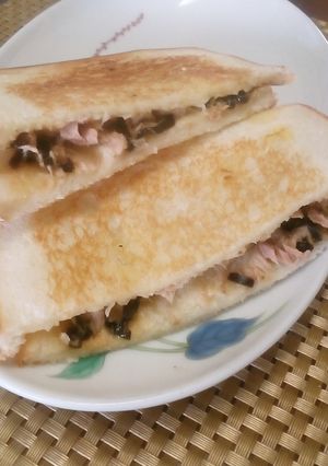ふじっ子煮でツナマヨホットサンド-レシピのメイン写真