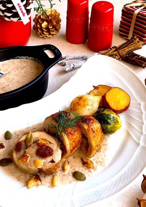 鶏もも肉シナモンロースト栗クリームソース-レシピのメイン写真