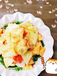 マクロビ☆柿ドレッシングのフルーツサラダ-レシピのメイン写真