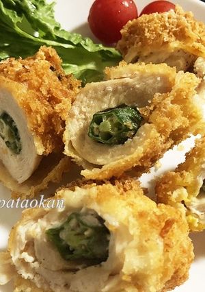 お弁当にも♪ムネ肉オクラロールフライ-レシピのメイン写真