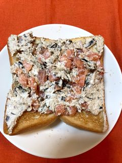 ふじっ子おかか昆布でオープンサンド-レシピのメイン写真