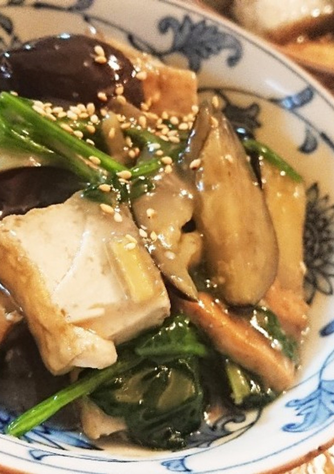 ナスとほうれん草と厚揚げの炒め煮-レシピのメイン写真