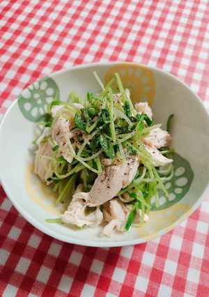レンジで簡単☆ささみと豆苗やみつきサラダ-レシピのメイン写真