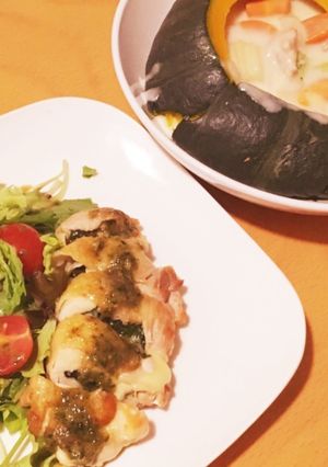 南瓜シチューと大葉チキン♪10/31-レシピのメイン写真