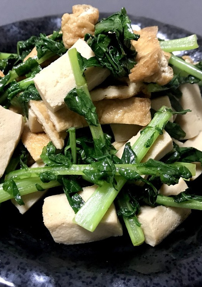 大根の葉と油揚げ、高野豆腐の醤油煮炒め-レシピのメイン写真