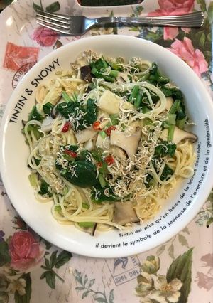 かぶの葉とキノコとじゃこのパスタ-レシピのメイン写真