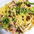 豆苗とベーコンのクリームパスタ