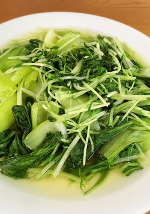 青梗菜と水菜の白だし蒸し-レシピのメイン写真