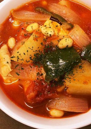 鶏胸肉で！チキンのトマト煮込みスープ-レシピのメイン写真