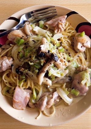鶏肉ときのこのクリームパスタ-レシピのメイン写真