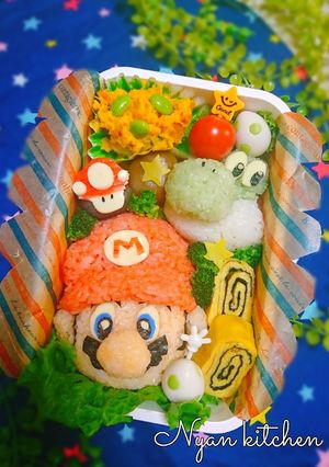 スーパーマリオ『マリオ&ヨッシー』弁当★-レシピのメイン写真