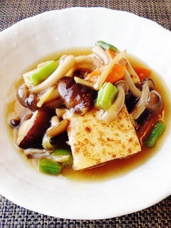 焼き豆腐と茸の生姜風味餡かけ♪-レシピのメイン写真