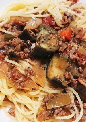 なす入りミートソーススパゲッティ-レシピのメイン写真