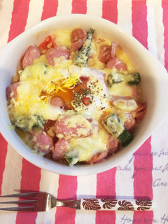 レンチン朝ご飯☆トマトオクラ-レシピのメイン写真
