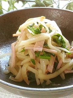 節約料理♪大根の皮とハムの麺つゆ炒め-レシピのメイン写真