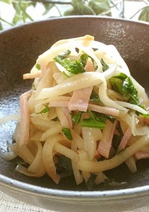 節約料理♪大根の皮とハムの麺つゆ炒め-レシピのメイン写真