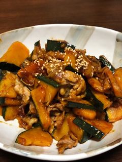 【秋の味覚】かぼちゃと豚肉の甘辛炒め-レシピのメイン写真