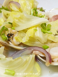 レンジで簡単!蛤とキャベツの白ワイン蒸し-レシピのメイン写真