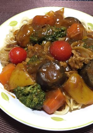 野菜たっぷりカレーパスタ!(^^)!-レシピのメイン写真