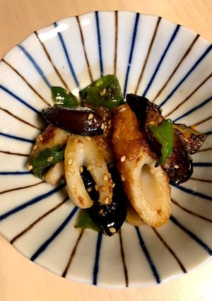 茄子と竹輪とピーマンの胡麻味噌炒め-レシピのメイン写真