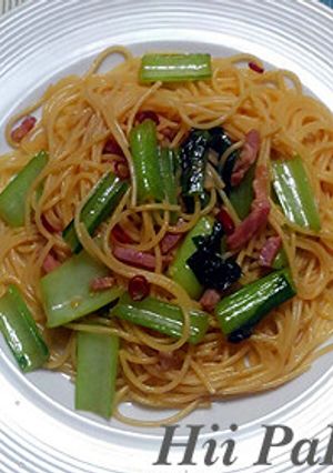 小松菜とベーコンの和風パスタ-レシピのメイン写真