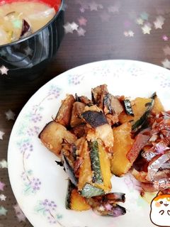 マクロビ☆なすとかぼちゃの味噌炒め-レシピのメイン写真