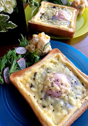 フジッコ★おかか昆布とマヨ卵チーズ食パン-レシピのメイン写真