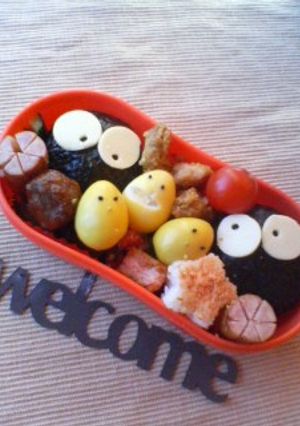 まっくろくろすけ・ひよこのわいわい弁当-レシピのメイン写真