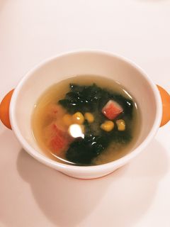 ❁かにかまと小松菜とコーンのお味噌汁❁-レシピのメイン写真