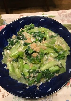 チンゲン菜(青菜)とカニ缶の卵白炒め-レシピのメイン写真