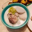 鯖缶まるごと!白菜、里芋のミルクスープ