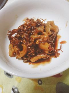乾燥えのきと蓮根の甘辛炒めきんぴら風-レシピのメイン写真